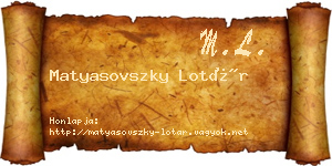 Matyasovszky Lotár névjegykártya